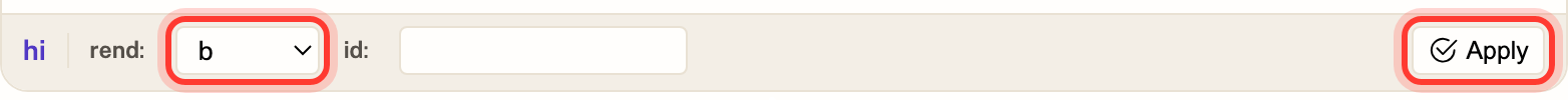 The rend dropdown and Apply button in the attribute panel