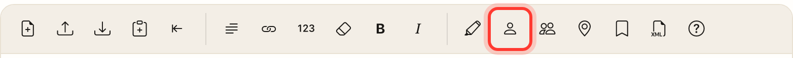 The Person button in the toolbar